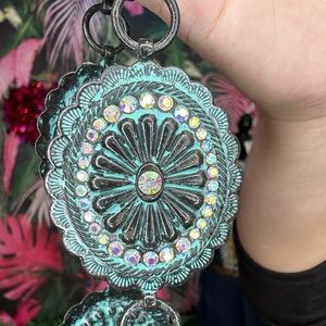 Patina concho belt with ab crystals